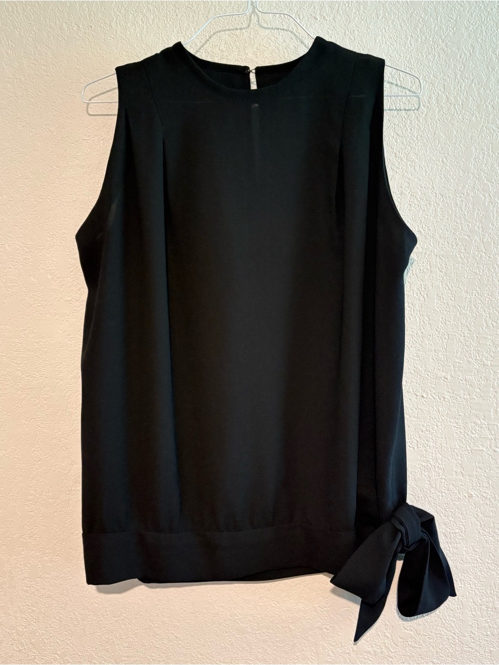 Sleeveless Black Blouse with Side Tie